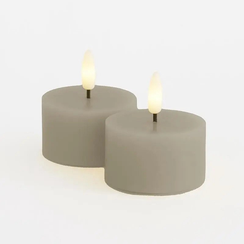 Sada LED voskových čajových svíček Sille Tealight, Ø6 × 3,4 cm, teple šedá, 2 kusy