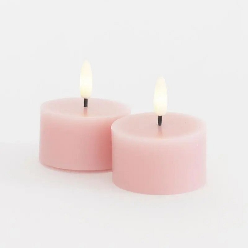 Sada LED voskových čajových svíček Sille Tealight, Ø6 × 3,4 cm, jemně růžová, 2 kusy