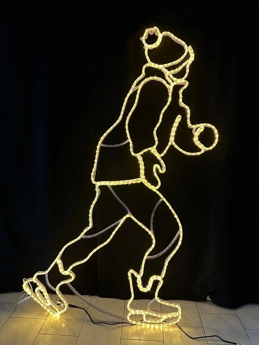 2D LED světelný dekor, bruslařka, závěsný, 124 × 230 × 3 cm, teple bílá, 3D tisk