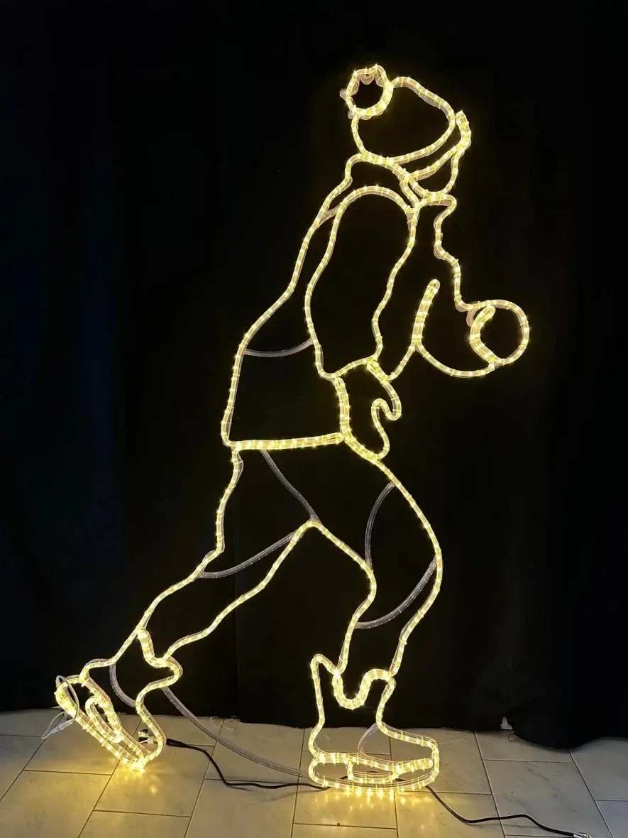 2D LED světelný dekor, bruslařka, závěsný, 124 × 230 × 3 cm, teple bílá, 3D tisk