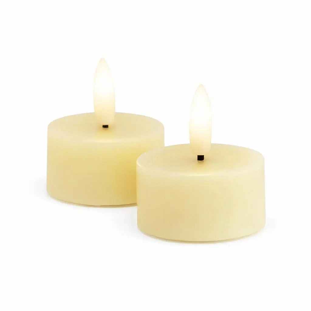 Sada LED čajové svíčky na baterie Sille Tealight, Ø 4,5 × 2,2 cm, jemně žlutá, z pravého vosku, balení 2 ks