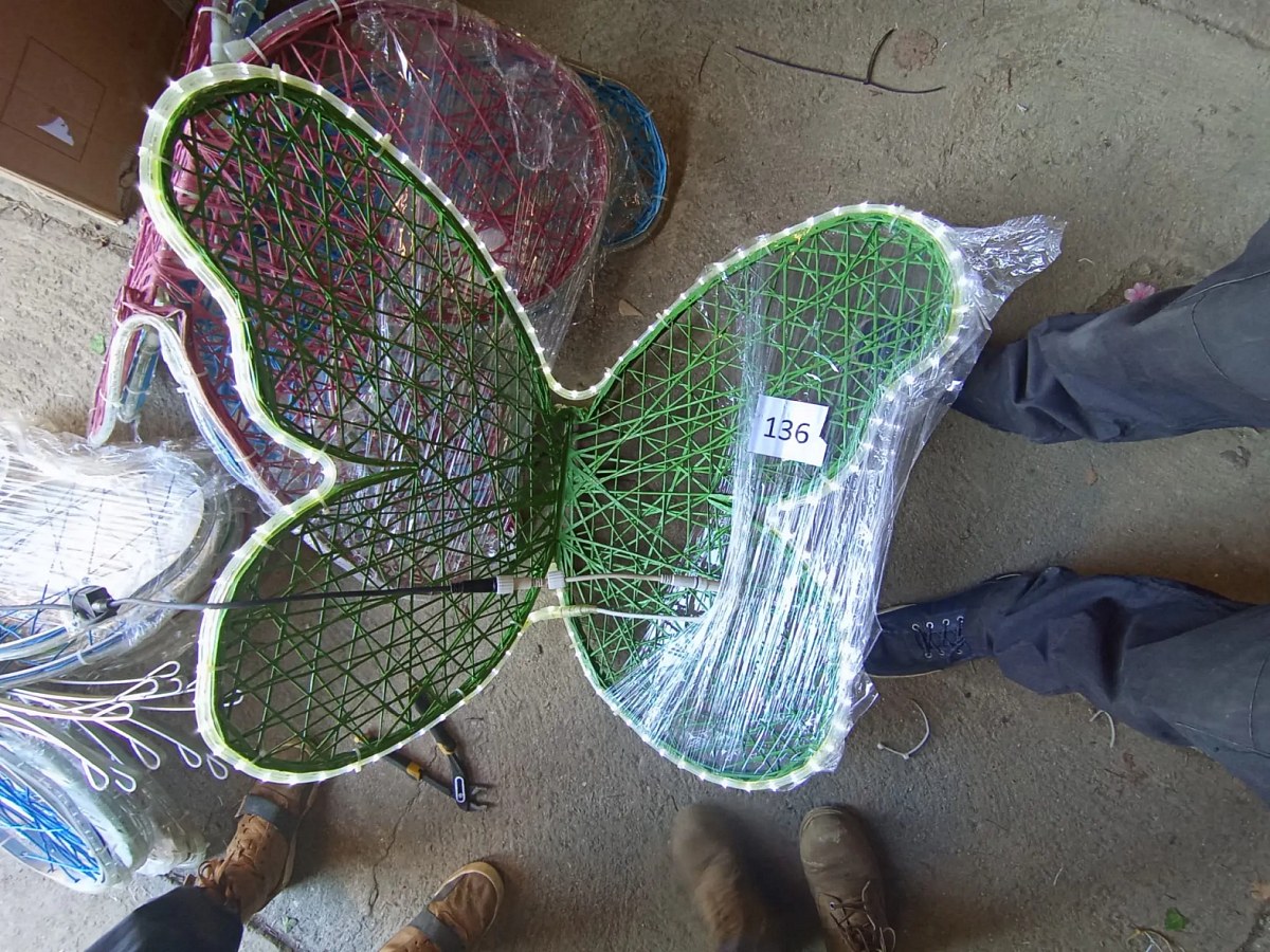 Fiberglassový motýl světelný, 80cm - zelený