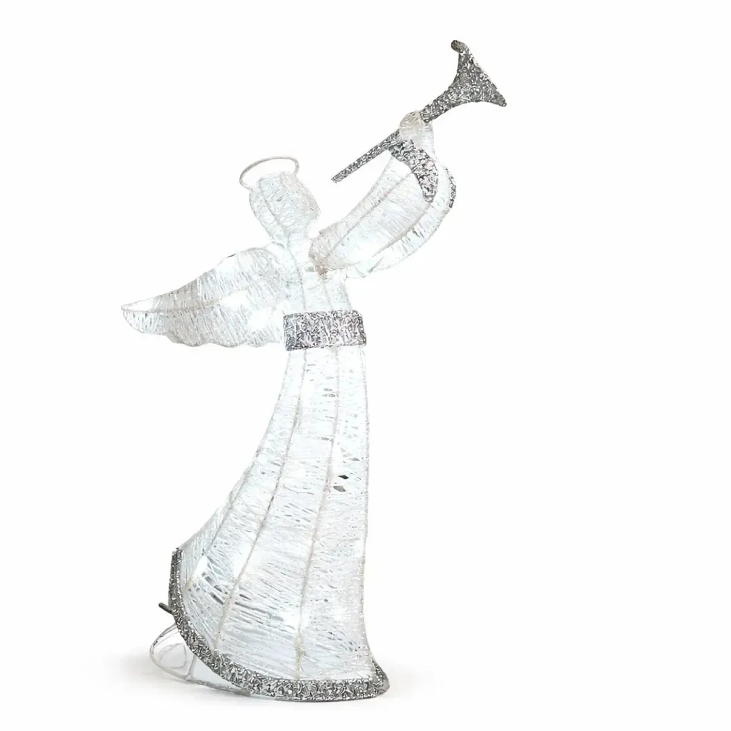 3D LED svítící anděl venkovní s trubkou 50 cm, ledově bílá s Flash, IP44, 24 V