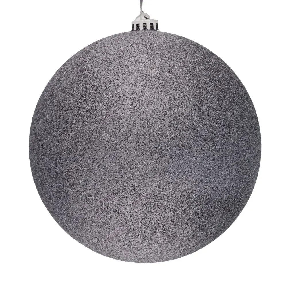 Velká vánoční ozdoba šedá glitter 20 cm plastová koule