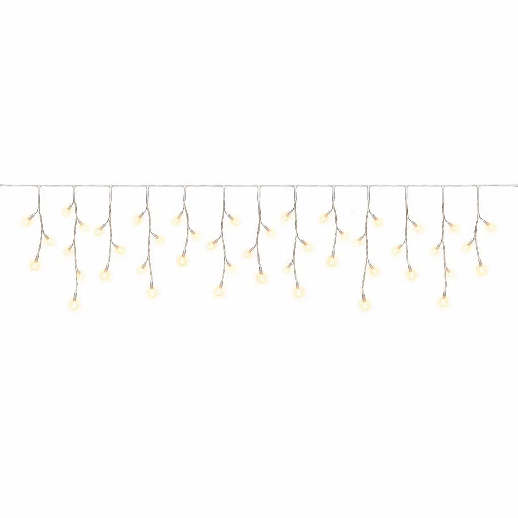 Eco Fix venkovní LED rampouchy světelné 200 × 50 cm, teple bílá, 60 diod, 36 V, bílý kabel IP67, prodlužovací