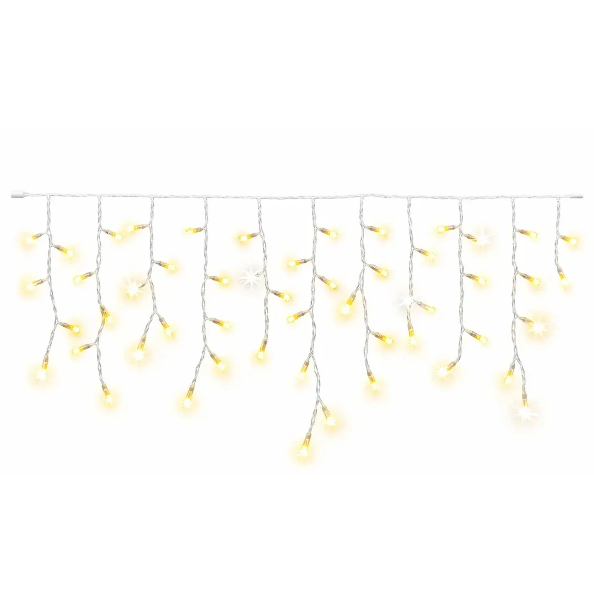 Easy Fix venkovní LED rampouchy světelné krápníky 300 × 50 cm, teple bílá, 114 diod, bílý kabel IP67, prodlužovací
