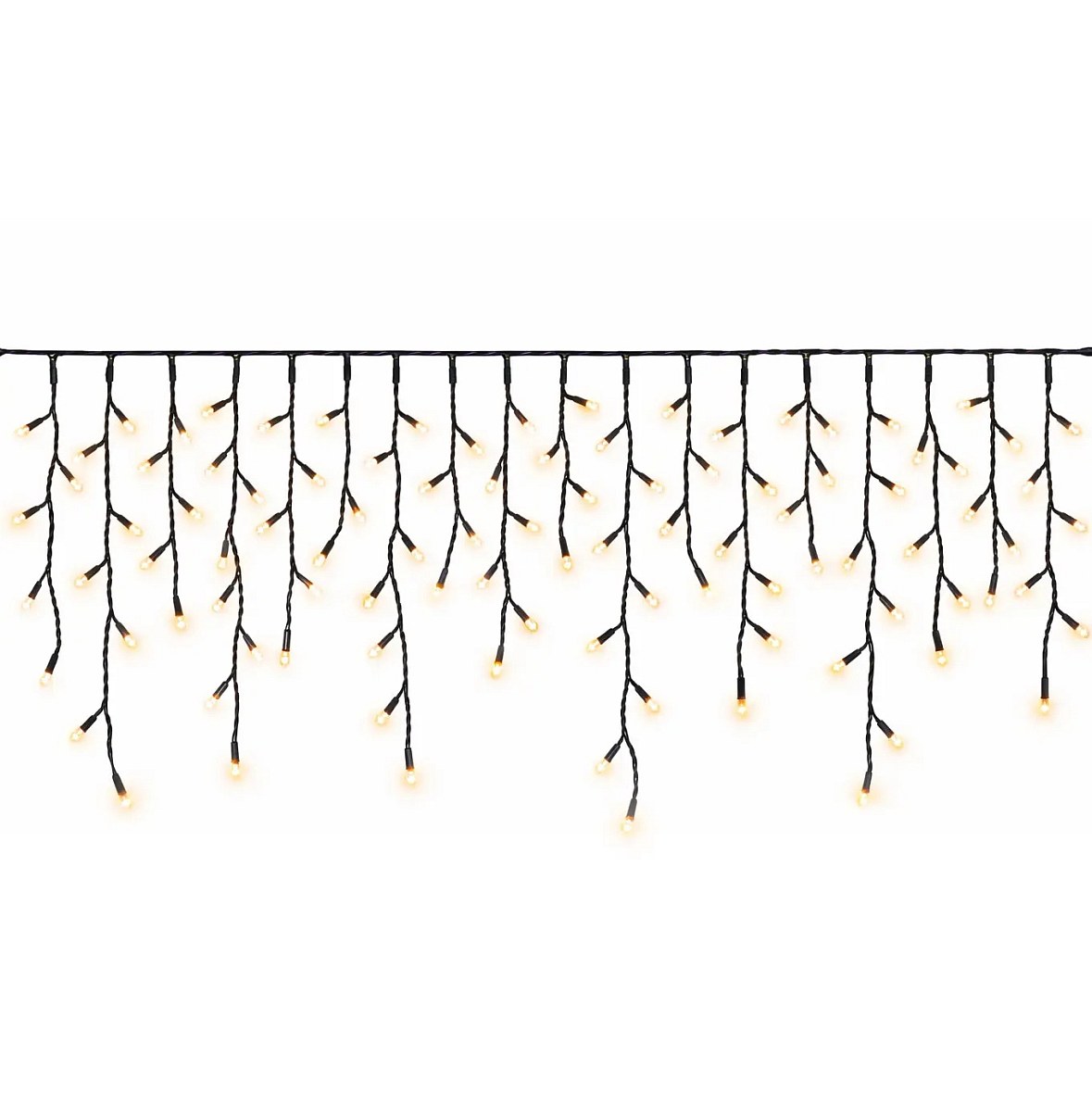 Easy Fix venkovní LED rampouchy světelné 300 × 50 cm, teple bílá, 114 diod, černý kabel IP67, prodlužovací