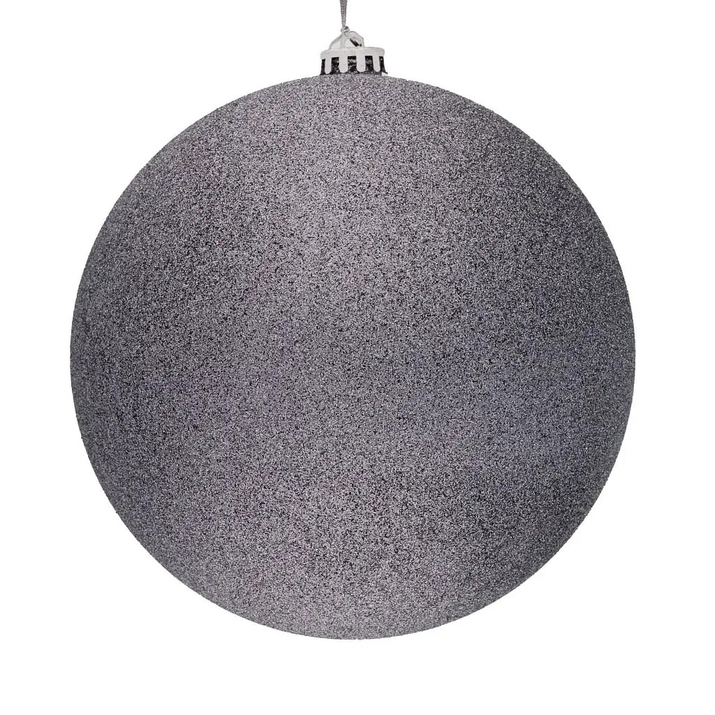 Velká vánoční ozdoba šedá glitter 30 cm plastová koule