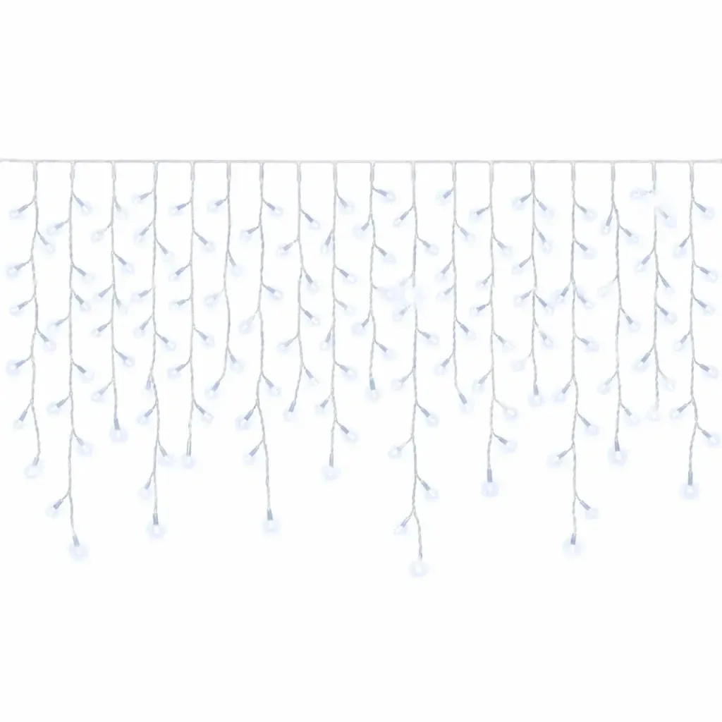 Easy Fix venkovní LED rampouchy světelné 300 × 100 cm, ledově bílá s FLASH, 174 diod, bílý kabel IP44, prodlužovací