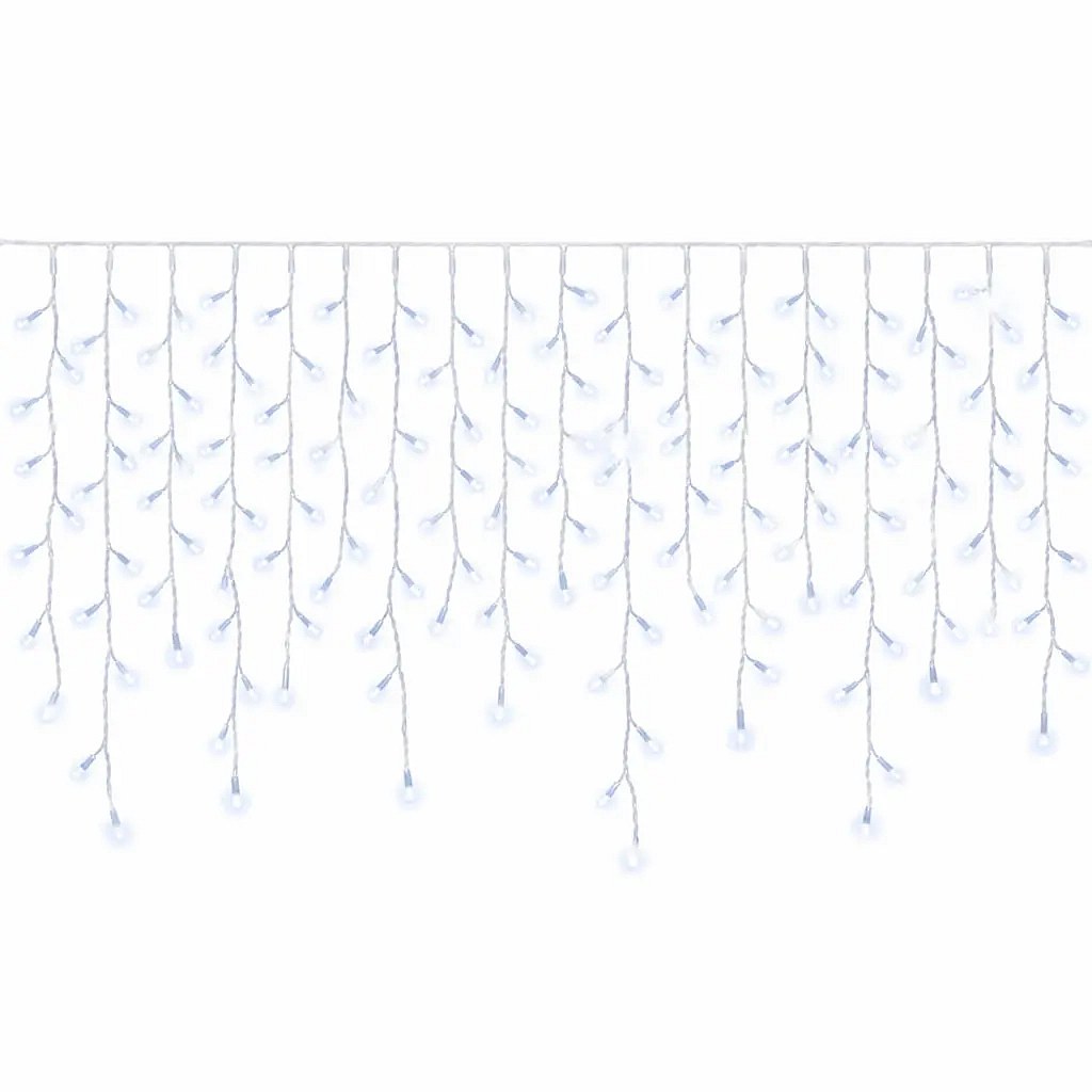Easy Fix venkovní LED rampouchy světelné 300 × 90 cm, ledově bílá s FLASH, 174 diod, bílý kabel IP67
