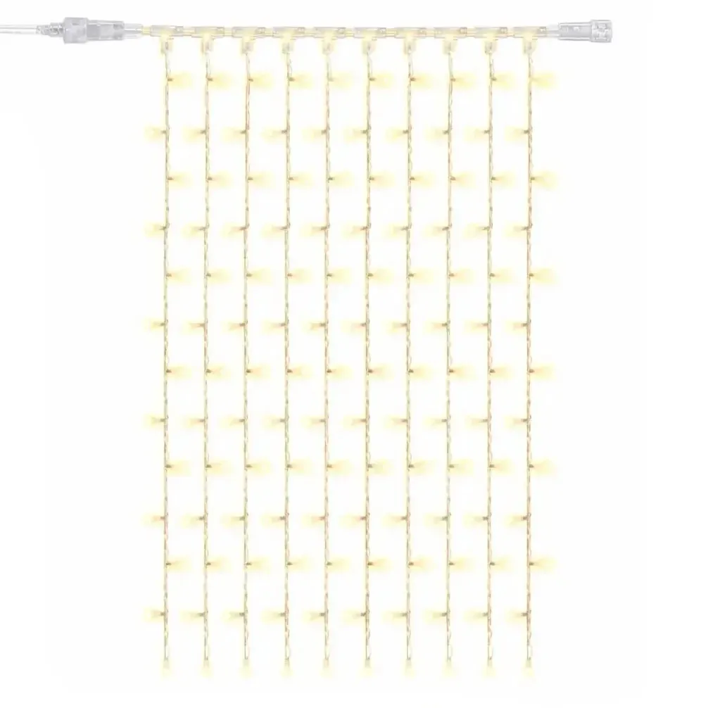 Easy Fix LED světelný závěs interiér 100 × 150 cm, teple bílá, 150 diod, 10 pramenů, čirý kabel IP20, prodlužovací