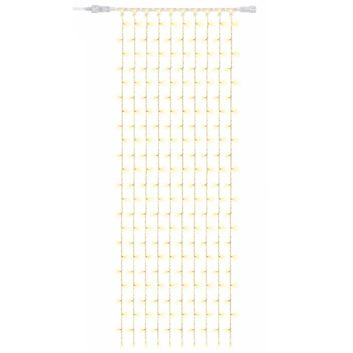 Easy Fix LED světelný závěs interiér 100 × 300 cm, teple bílá, 300 diod, 10 pramenů, čirý kabel IP20, prodlužovací