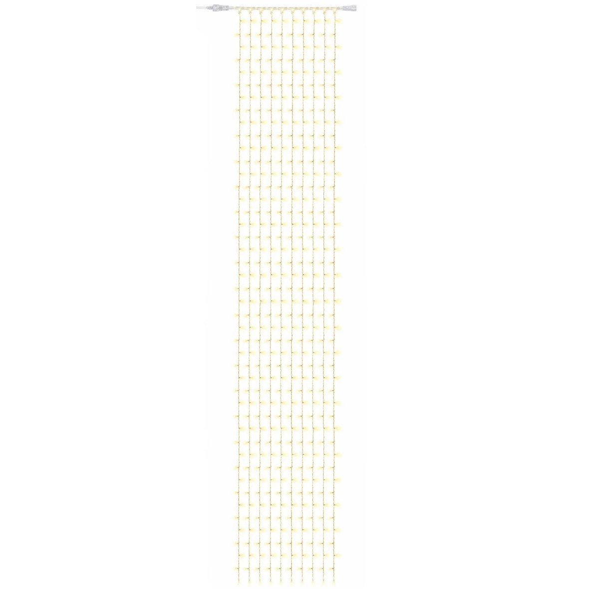 Easy Fix LED světelný závěs interiér 100 × 700 cm, teple bílá, čirý kabel, 600 diod, 10 pramenů, IP20, prodlužovací