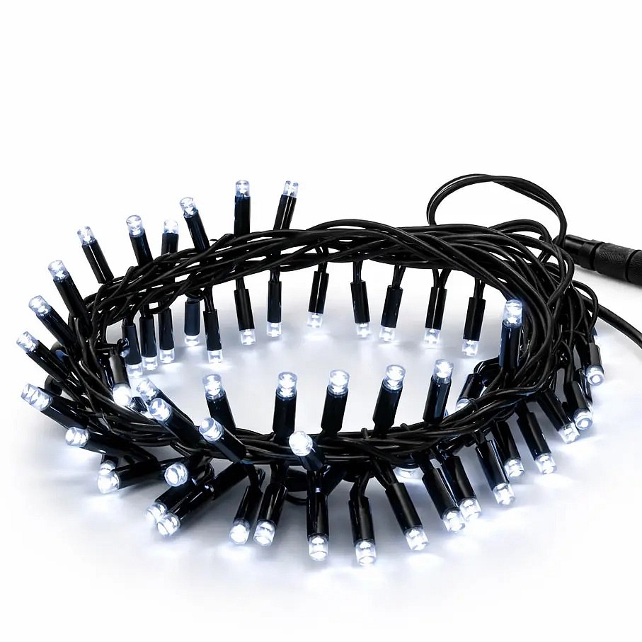 Easy Fix LED padající sníh pramen 70 cm, ledově bílá 70 diod, černý kabel IP44