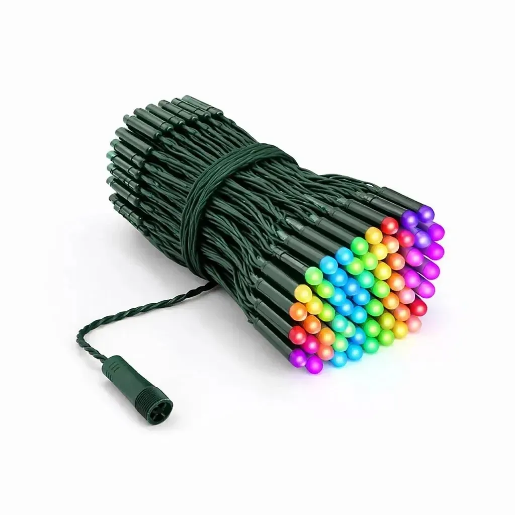 RGB světýlka Twinkly strings PRO 25 m, RGB 250 diod, tmavě zelený kabel IP67, prodlužovací