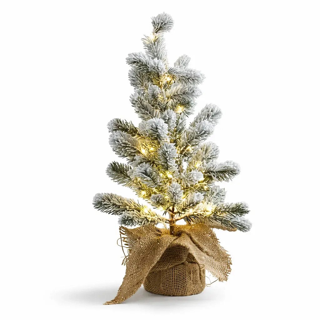 LED umělý vánoční svítící stromeček v květináči zasněžený 50 cm, IP20 interiér, 50 diod