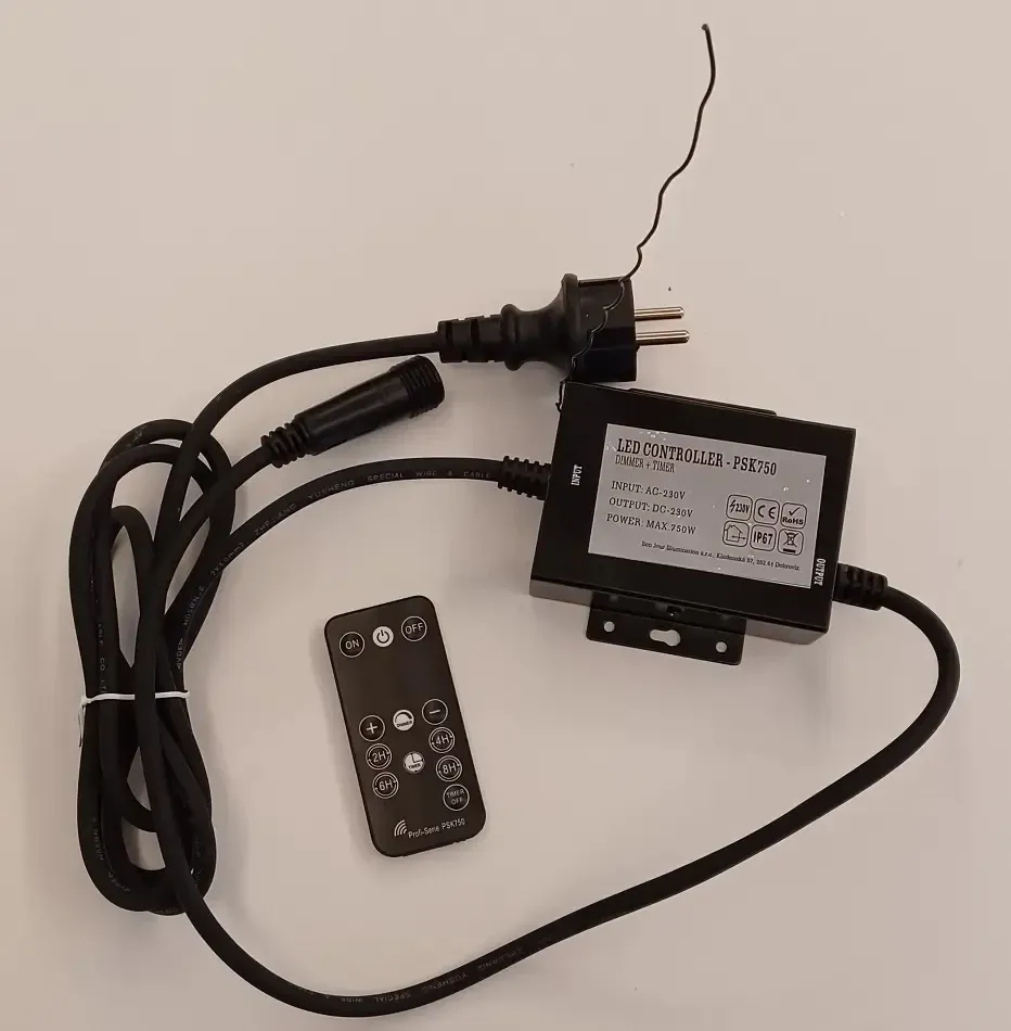 Easy Fix zdrojový kabel s ACDC exteriér, černý, 1,5 m, IP67, stmívač a časovač, dálkové ovládání
