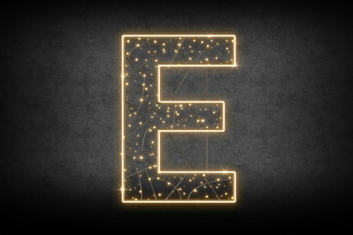 Eco Fix 2D LED světelné písmeno E, výška 150 cm, teple bílá