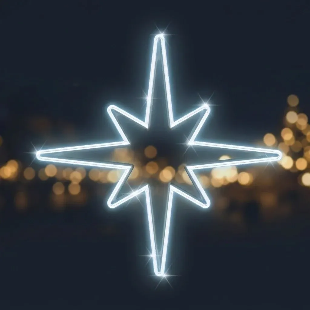 Easy Fix 2D LED tree top star, Ø 70 cm, ice white, aluminium
