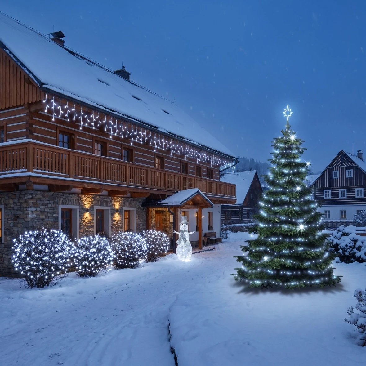 Vánoční sada Ledová velká fasáda pro hotely, horský hotel v Krkonoších