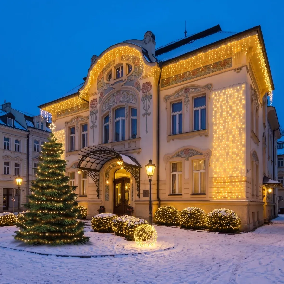 Vánoční sada Resort pro hotely, secesní hotel v lázeňském městě