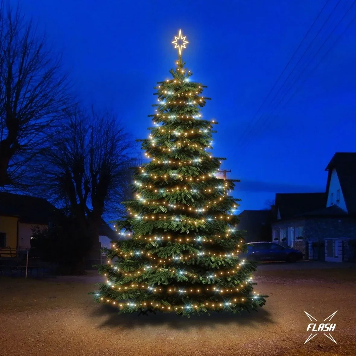 LED světelná sada na stromy vysoké 6–8 m, teplá bílá s Flash