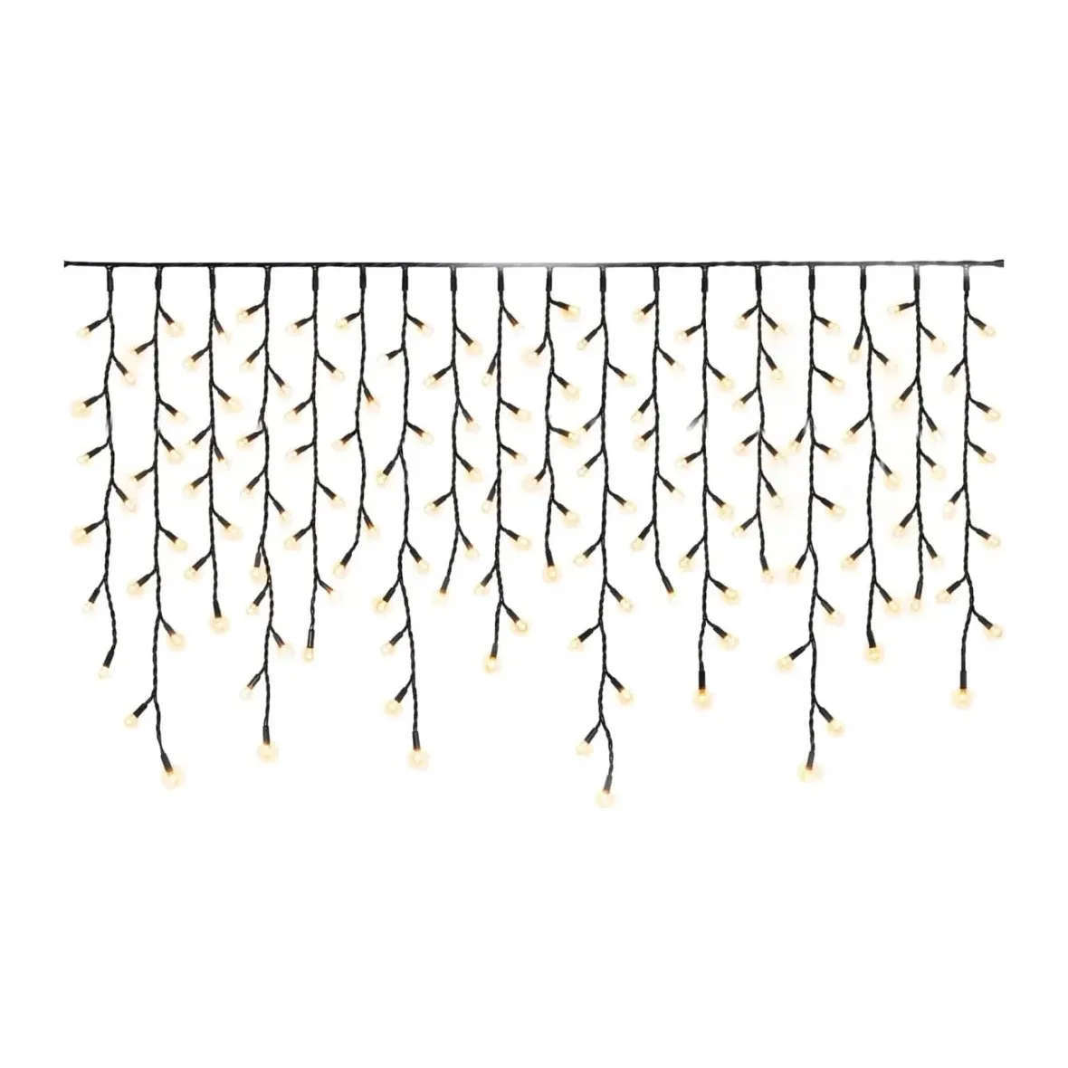Easy Fix venkovní LED rampouchy světelné, 300 × 90 cm, teple bílá, 174 diod, černý kabel, IP67, prodlužovací