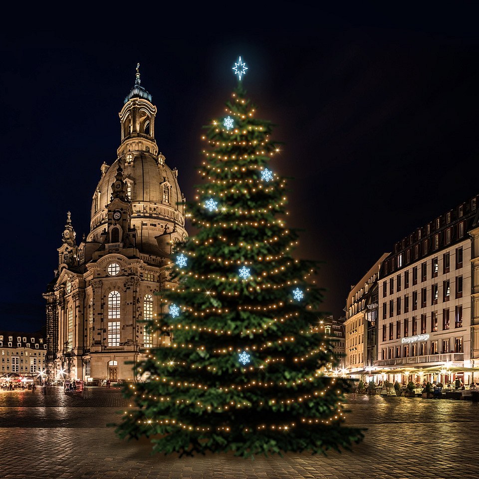 LED-Lichtset für Weihnachtsbäume 18-20 m hoch, warmweiß mit eisweißen Dekoren DZX0EFD05