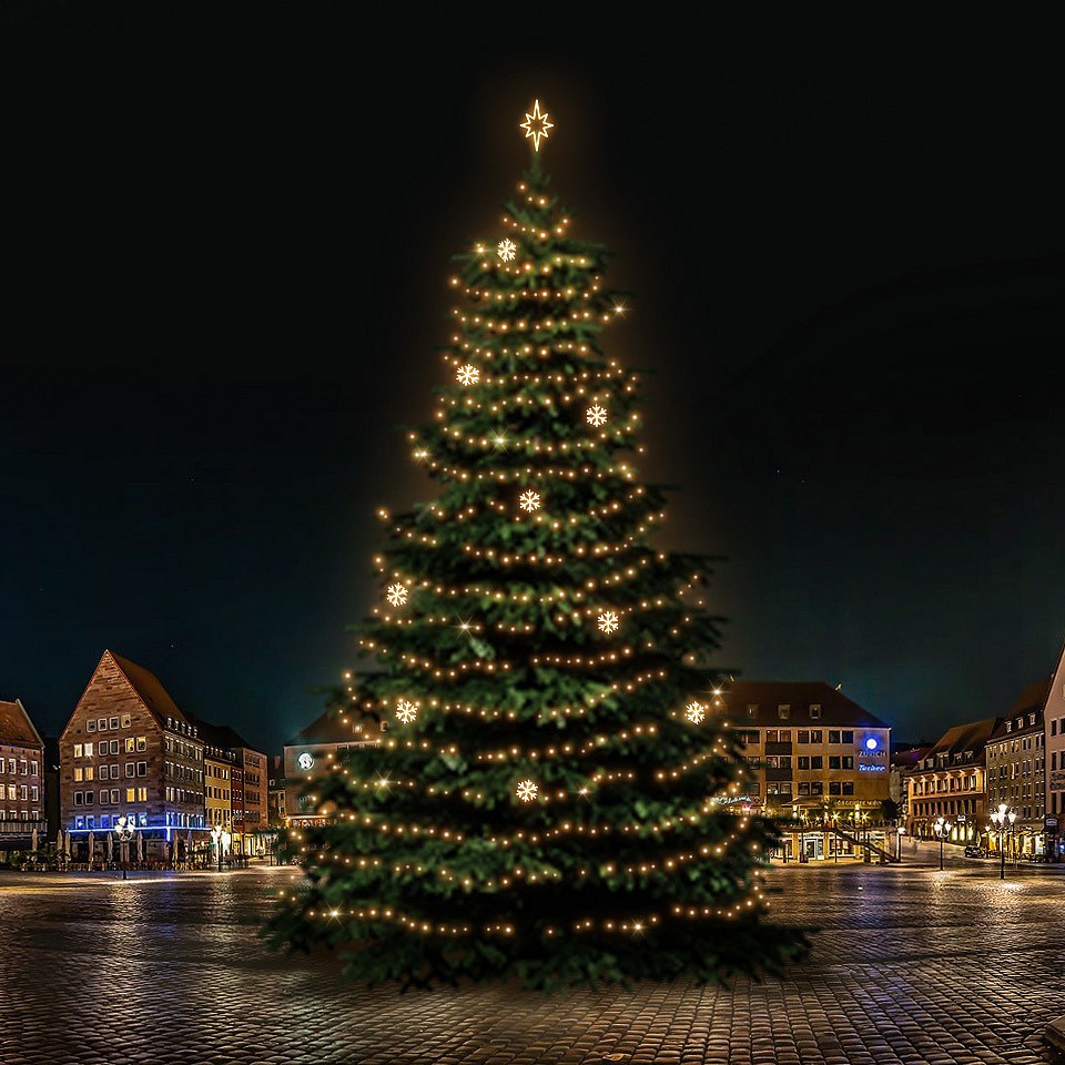 LED-Lichtset für Weihnachtsbäume 21-23 m hoch, warmweiß mit Dekoren DZX1EFD02W