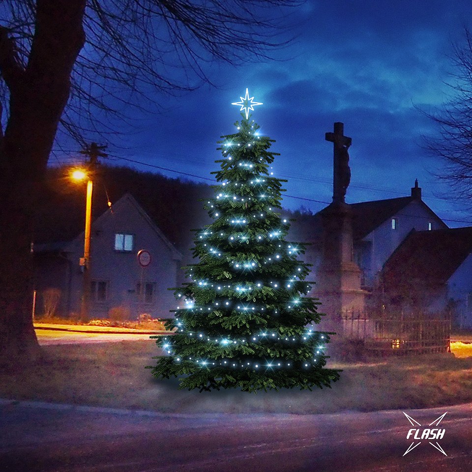 LED-Lichtset für Weihnachtsbäume, 3-5 m hoch, Kaltweiß mit Flash, Dekorationen