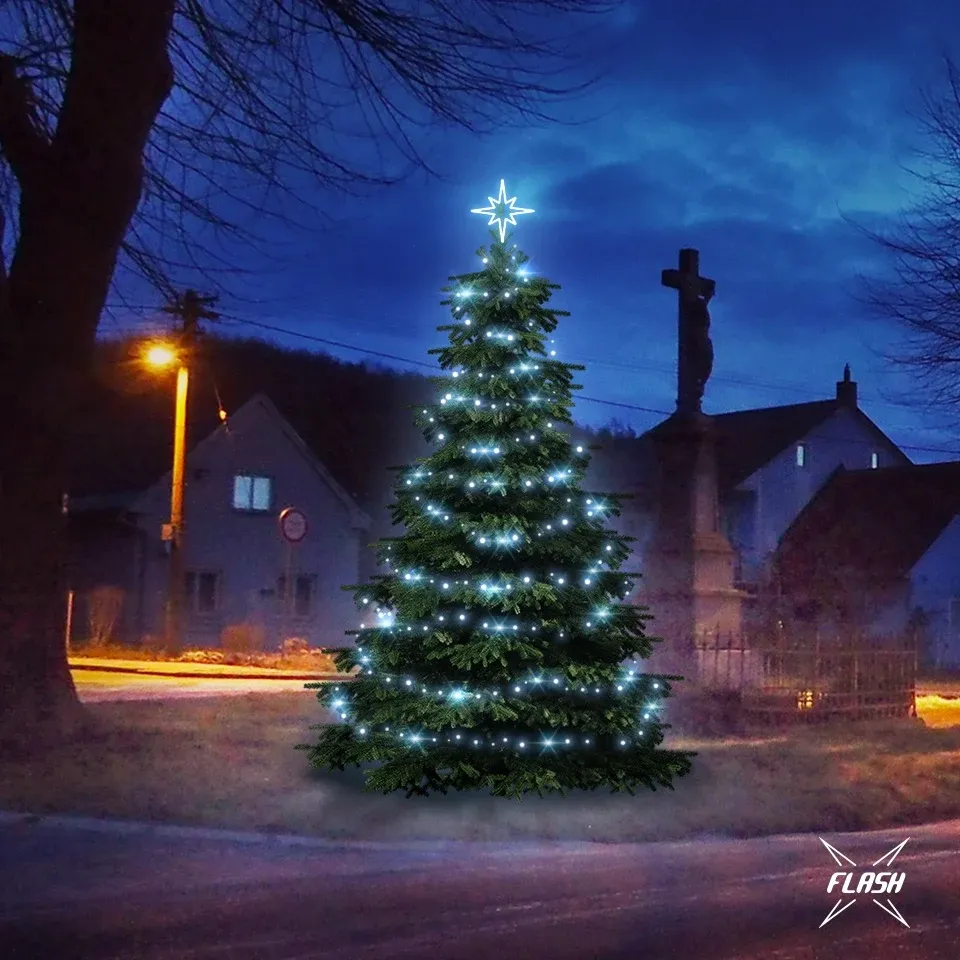 LED-Licht-Set für 3-5 m hohe Weihnachtsbäume, eisweiß mit Flash
