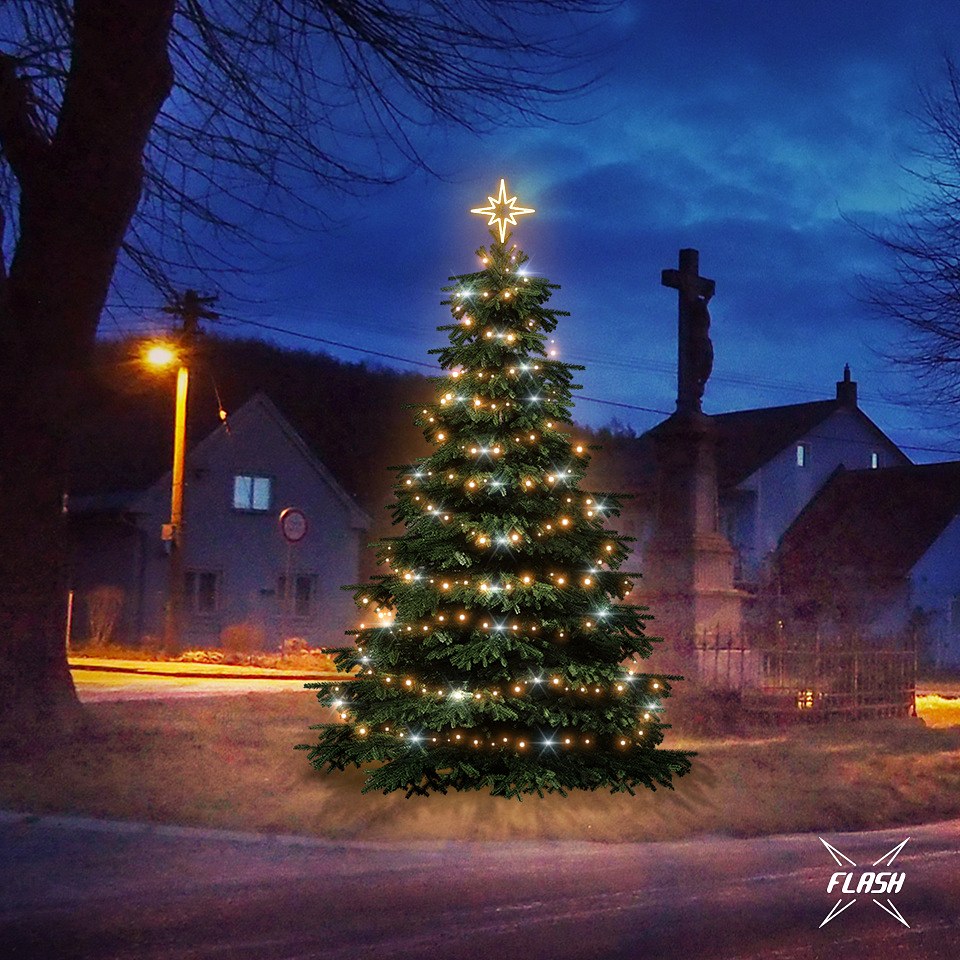 LED-Licht-Set für Weihnachtsbäume 3-5 m hoch, warmweiß mit Flash