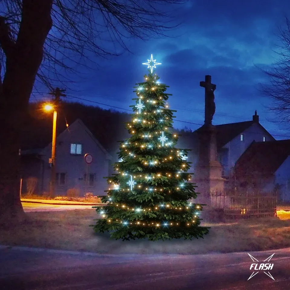 LED-Beleuchtungsset für 3–5 m hohe Bäume, warmweiß mit Blitzfunktion, LED-Dekorationen DZ113S2