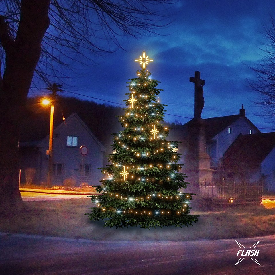 LED-Lichtset für Weihnachtsbäume, 3-5 m hoch, Warmweiß mit Flash, Dekorationen  DZ113WS2