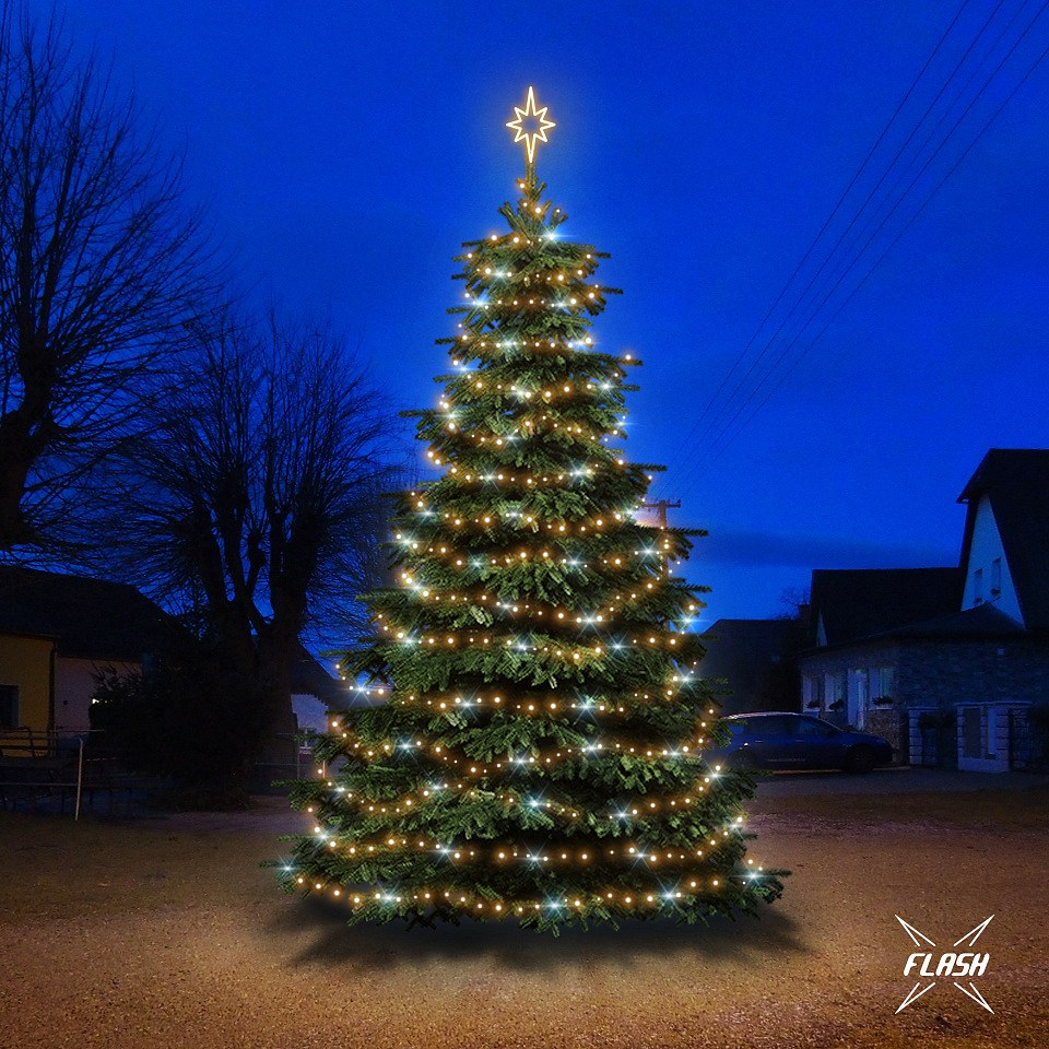 LED-Lichtset für Weihnachtsbäume, 6-8 m hoch, Warmweiß mit Flash, Dekorationen