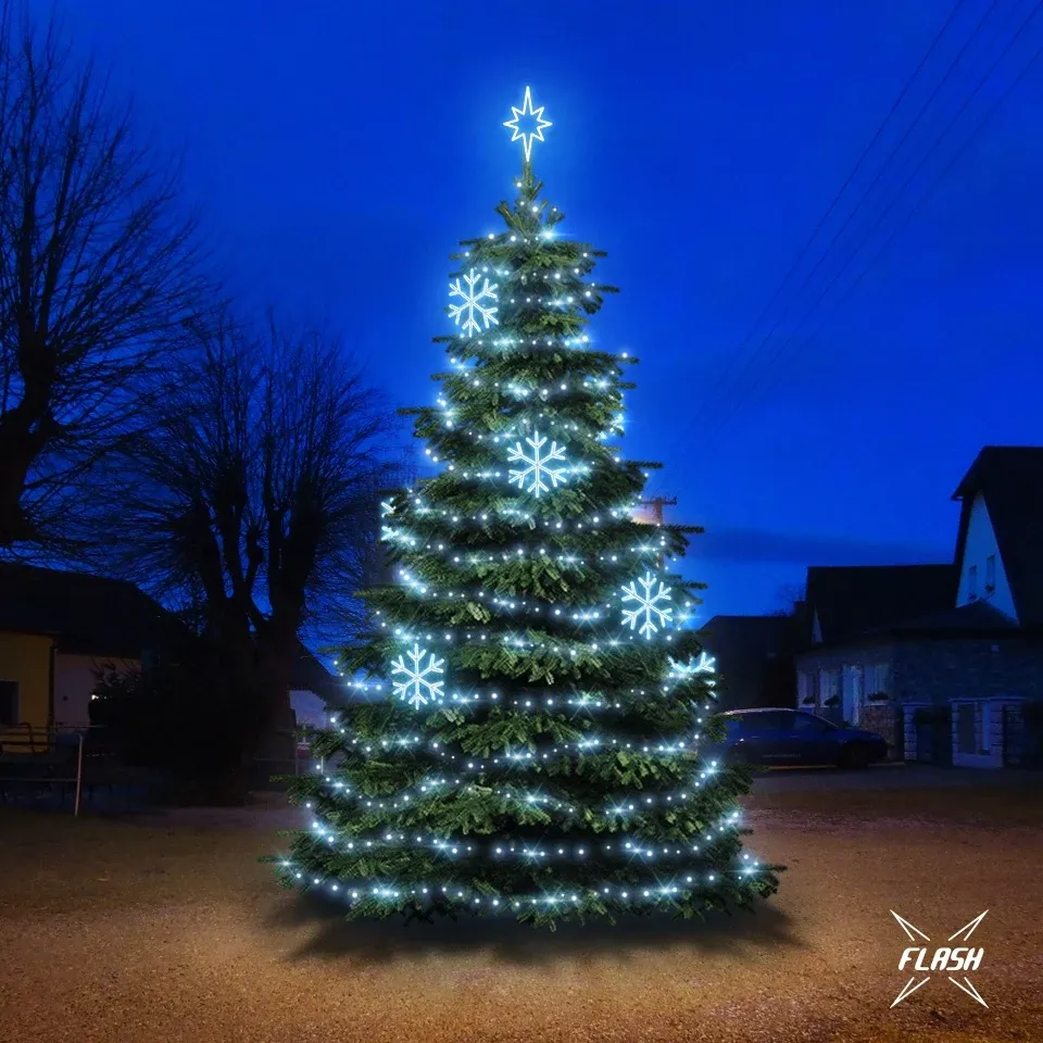 LED-Lichtset für Weihnachtsbäume 6-8 m hoch, eisweiß mit Flash, Dekore DZX0EFD01