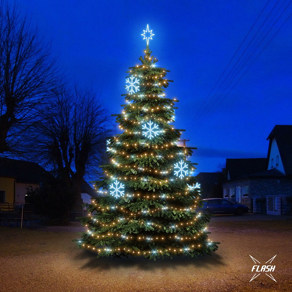 LED-Lichtset für Weihnachtsbäume, 6-8 m hoch, Warmweiß mit Flash, Dekorationen EFD01