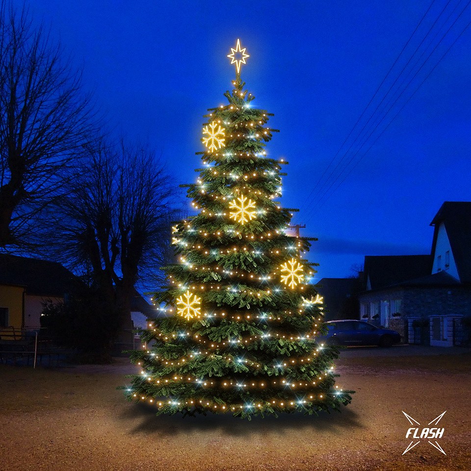 LED-Lichtset für Weihnachtsbäume, 6-8 m hoch, Warmweiß mit Flash, Dekorationen EFD02W