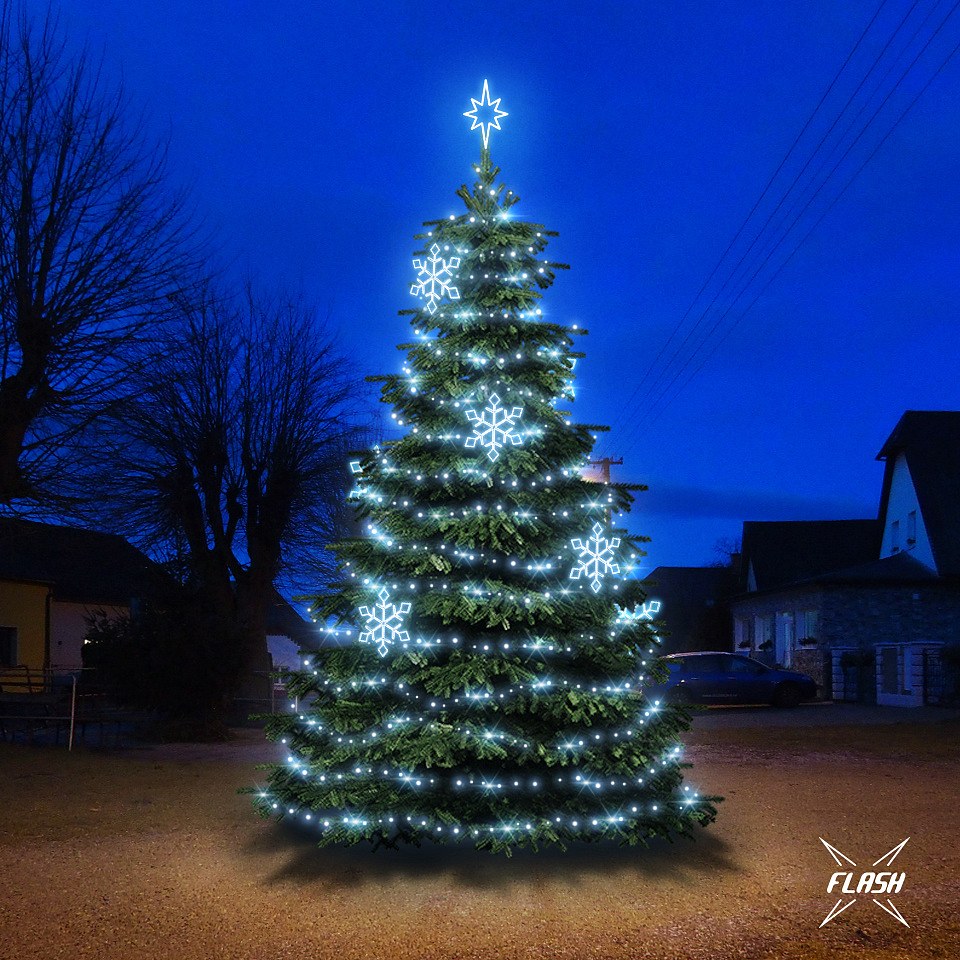 LED-Lichtset für Weihnachtsbäume 6-8 m hoch, eisweiß mit Flash, Dekore DZX0EFD05