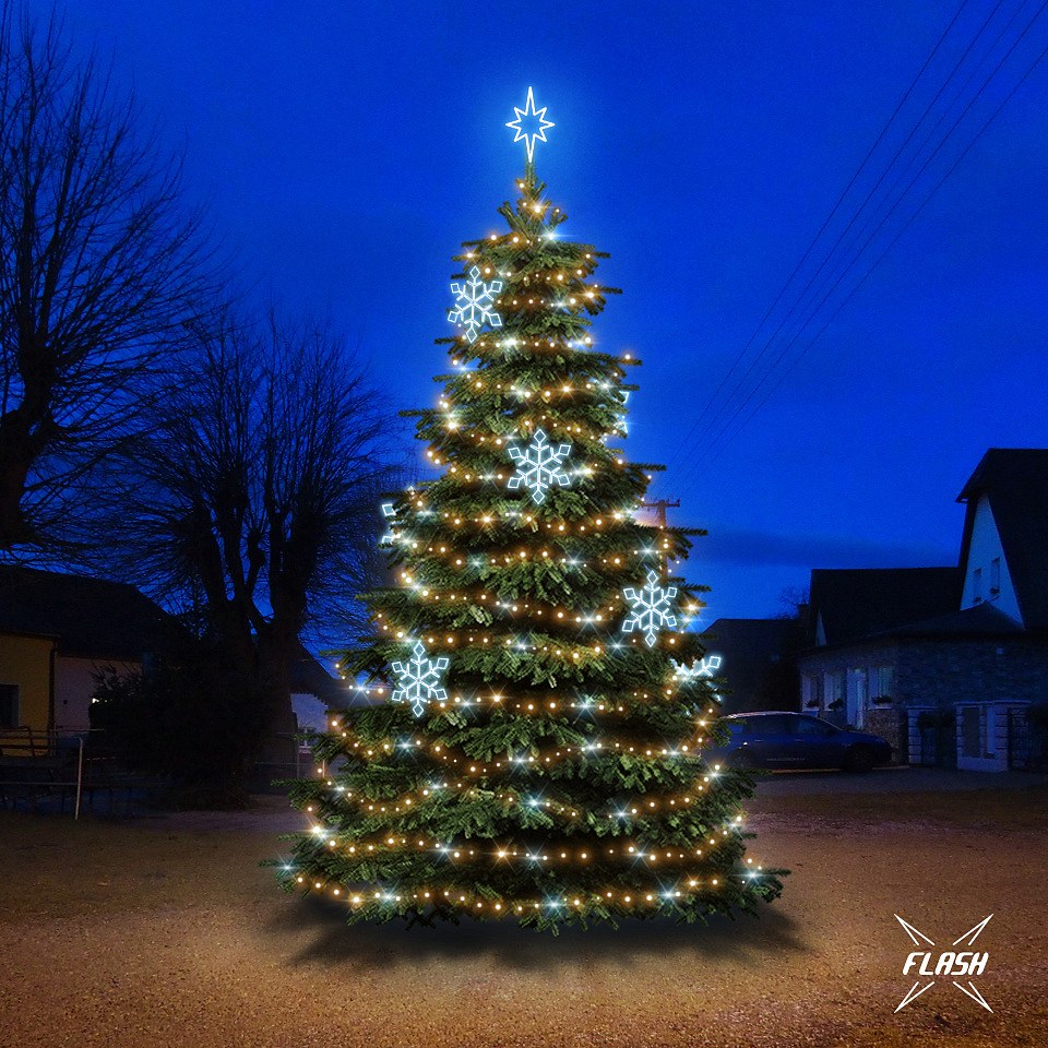 LED-Lichtset für Weihnachtsbäume, 6-8 m hoch, Warmweiß mit Flash, Dekorationen EFD05