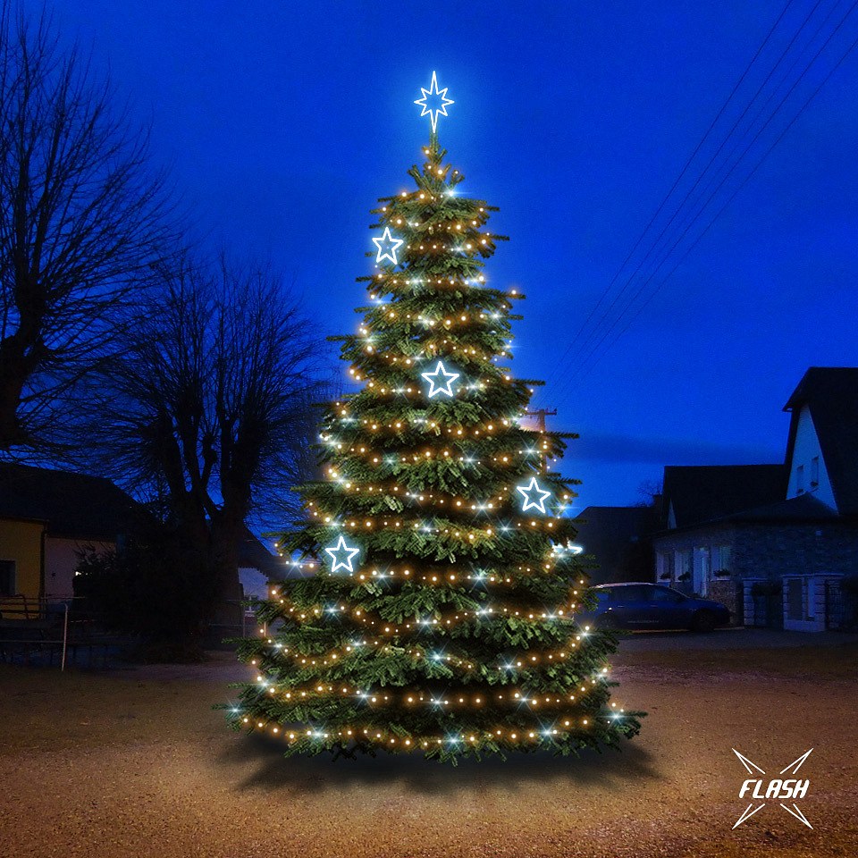 LED-Lichtset für Weihnachtsbäume 6-8 m hoch, warmweiß mit Flash, Eisdekoration EFD11