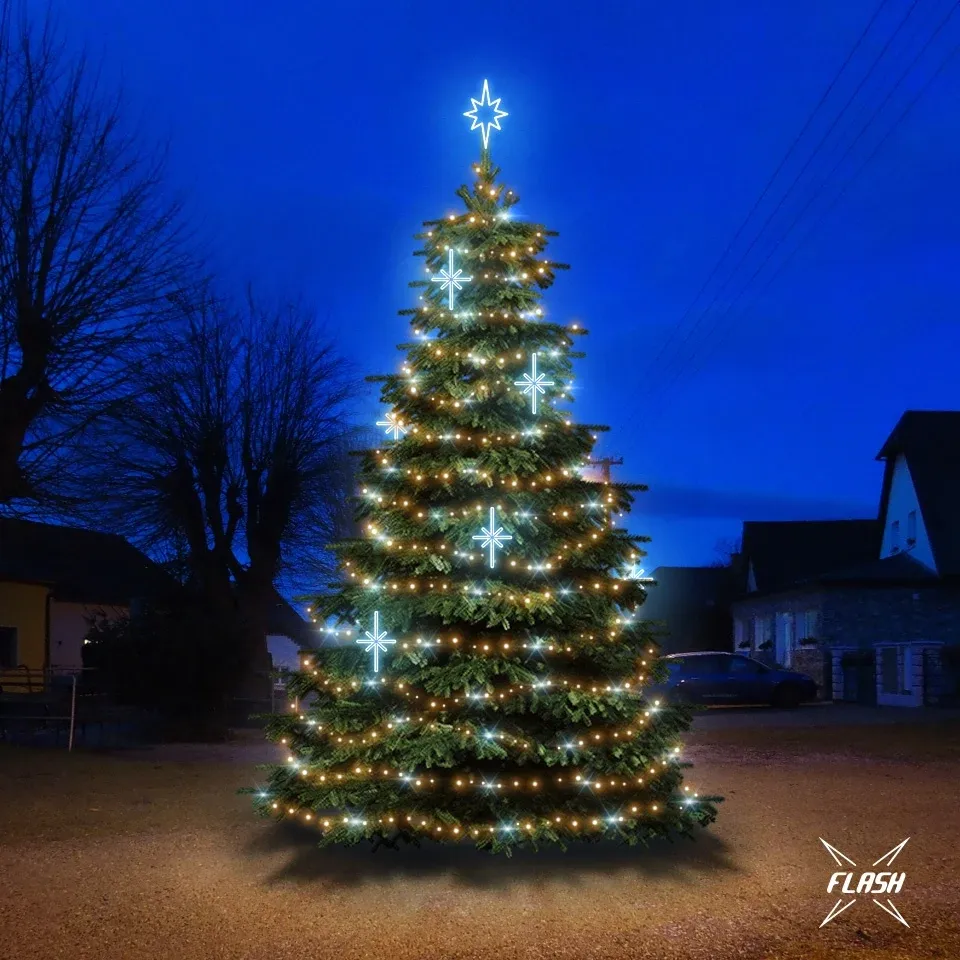 LED-Lichtset für Weihnachtsbäume 6-8 m hoch, warmweiß mit Flash, Eisdekoration DZ113S3