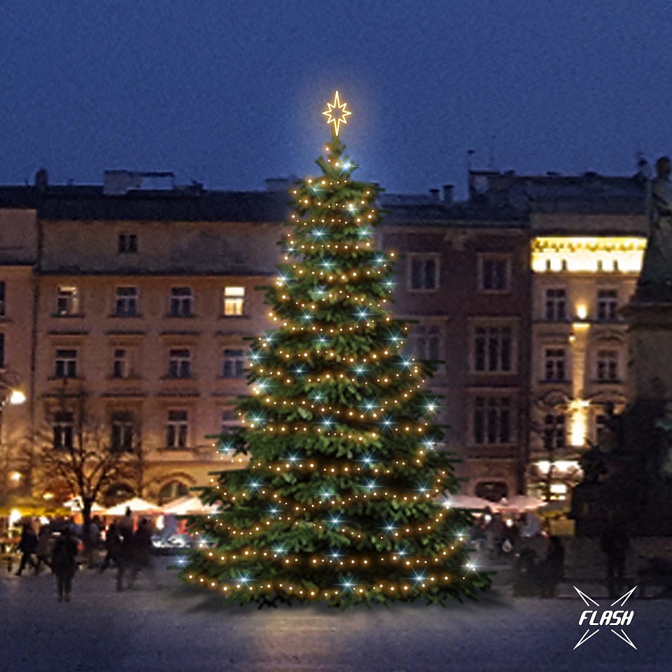 LED-Lichtset für Weihnachtsbäume, 9-11 m hoch, Warmweiß mit Flash, Dekorationen