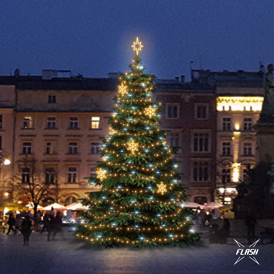 LED-Licht-Set für Weihnachtsbäume 9-11 m hoch, warmweiß mit Flash, Dekore DZX1EFD05W