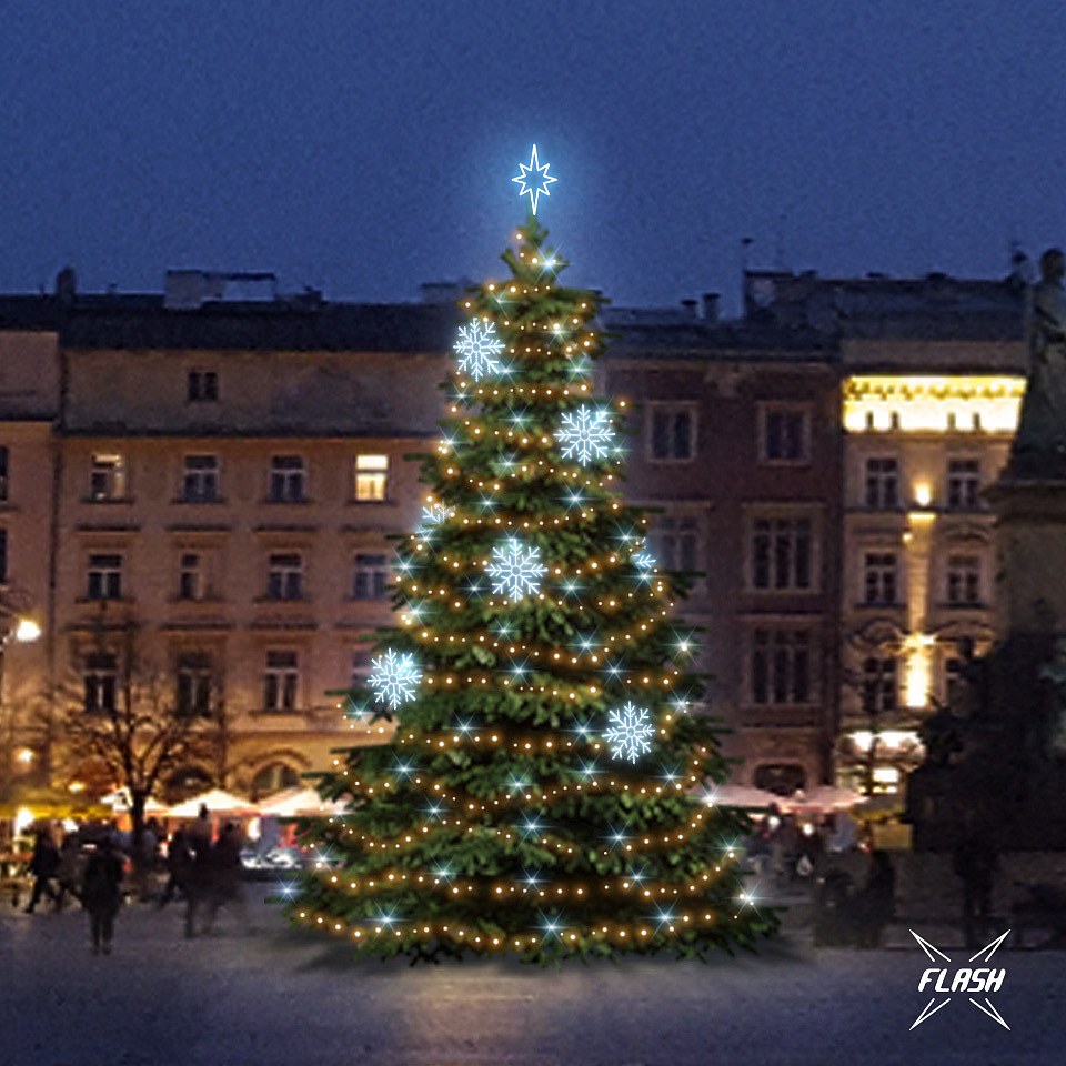 LED-Lichtset für Weihnachtsbäume, 9-11 m hoch, Warmweiß mit Flash, Dekorationen 8EFD08
