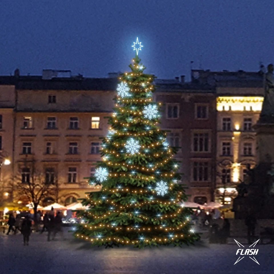 LED-Lichtset für Weihnachtsbäume 9-11 m hoch, warmweiß mit Flash, Eisdekoration DZX0EFD08