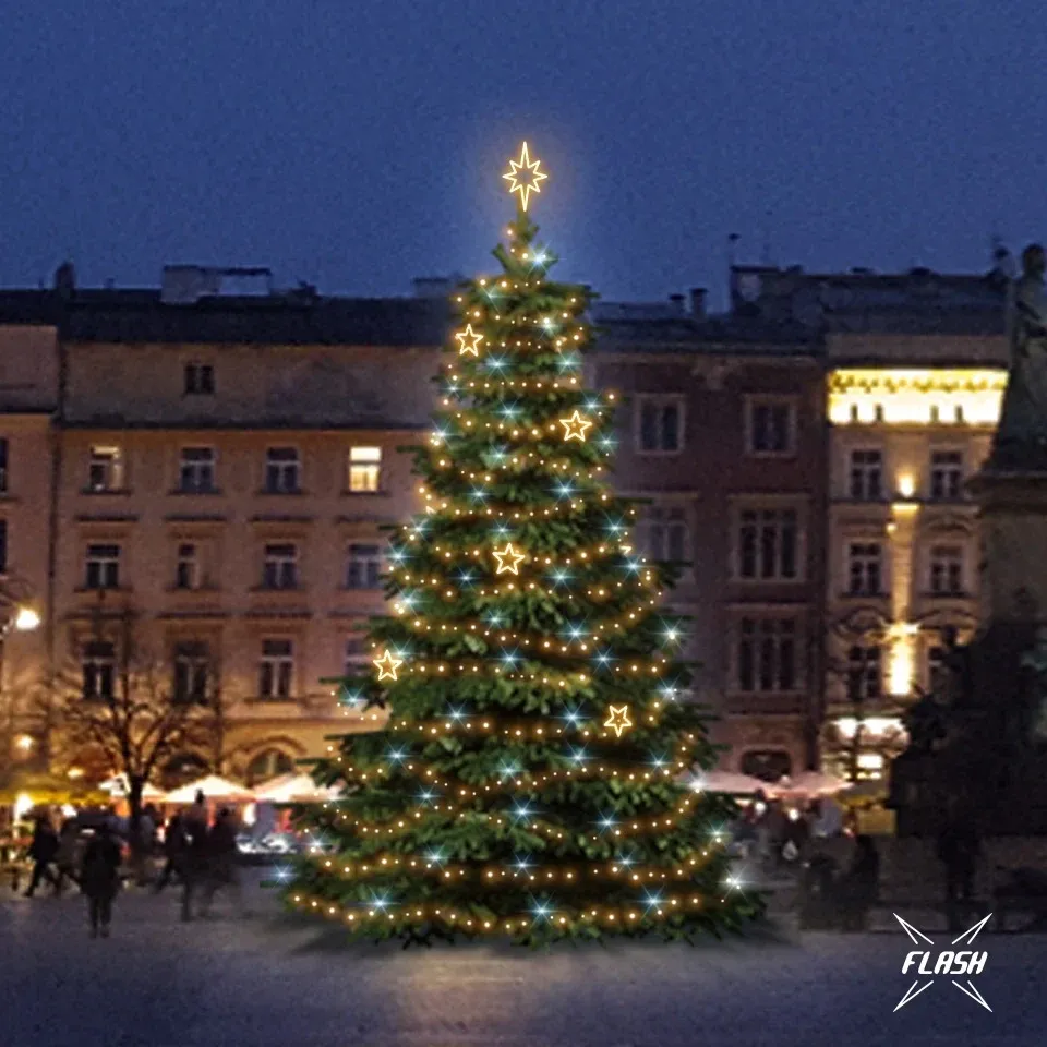 LED Lichterkette für Weihnachtsbäume 9-11 m hoch, warmweiß mit Flash, EFD12W Dekore