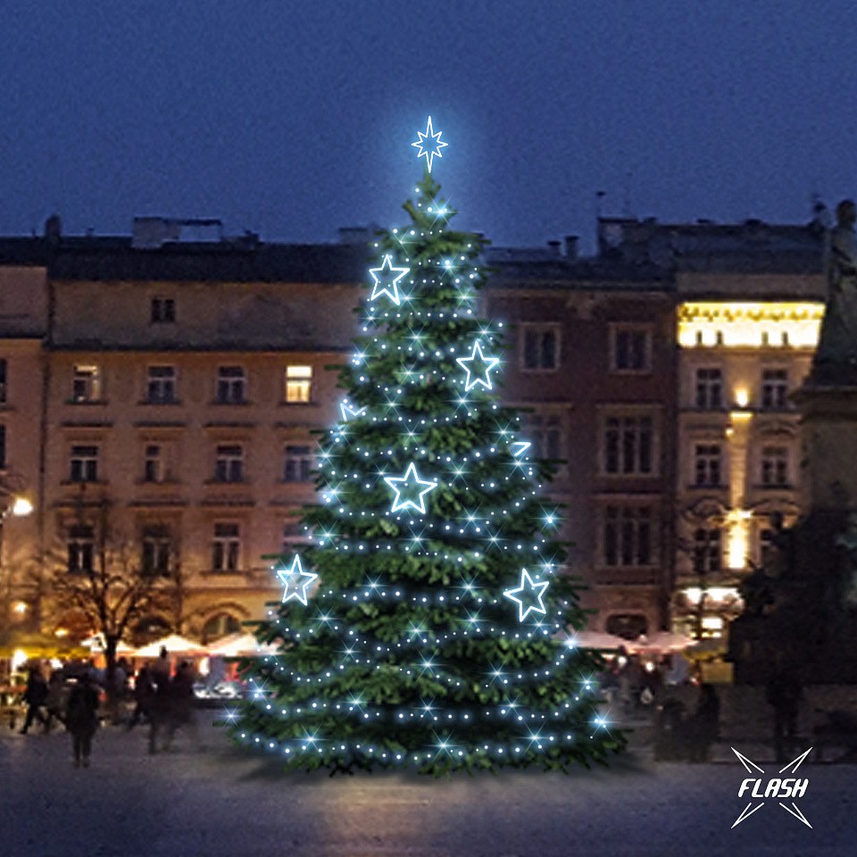 LED-Lichtset für Weihnachtsbäume, 9-11 m hoch, Kaltweiß mit Flash, Dekorationen 8EFD13