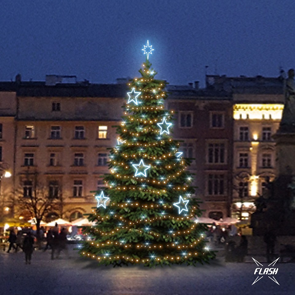 LED-Lichtset für Weihnachtsbäume, 9-11 m hoch, Warmweiß mit Flash, Dekorationen 8EFD13