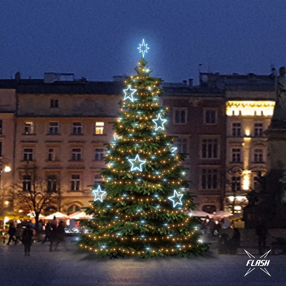 LED-Lichtset für Weihnachtsbäume 9-11 m hoch, warmweiß mit Flash, Eisdekoration DZ115S1